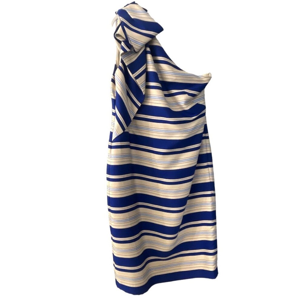 Banana Republic One Shoulder Bow Striped Dress